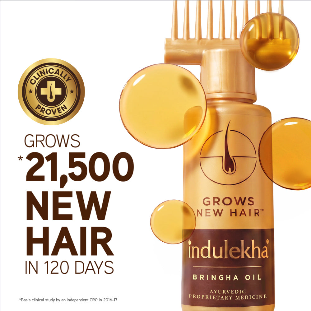 INDULEKHA Bringha Hair Oil, with 11 Herbs, Ayurvedic Hair Oil for Hair Growth, 100 ml